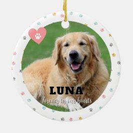 Pastel Paw Print Hond Foto Huisdier Memorial Ornam Keramisch Ornament