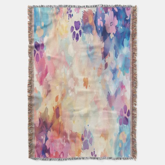 Pastel Paw Print Throw Blanket A Gentle Hug Deken (Voorkant Verticaal)