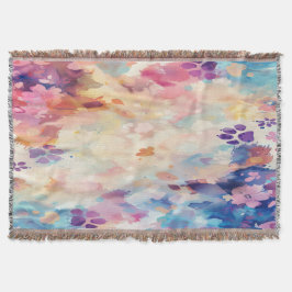 Pastel Paw Print Throw Blanket A Gentle Hug  Deken