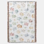 Pastel Paw Print Throw Blanket Cozy Bloom  Deken (Voorkant Verticaal)