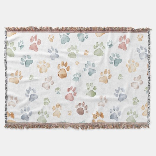 Pastel Paw Print Throw Blanket Cozy Bloom  Deken (Voorkant)