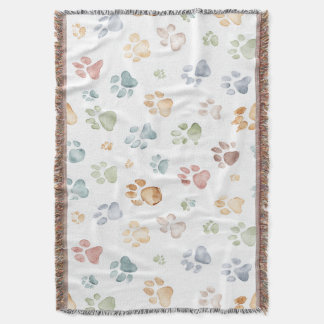 Pastel Paw Print Throw Blanket Cozy Bloom Deken