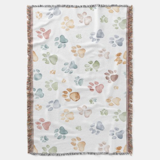 Pastel Paw Print Throw Blanket Cozy Bloom Deken (Voorkant Verticaal)