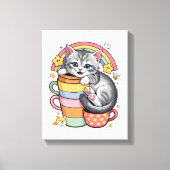 Pastel Paws & Rainbow Sips Canvas Afdruk (Voorkant)