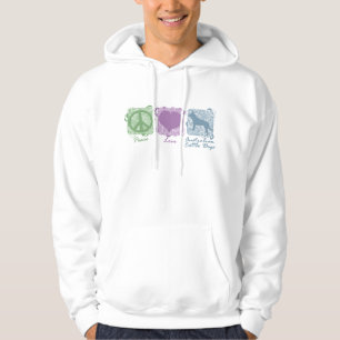 Pastel Peace, Love en Australian Cattle Dogs Hoodie