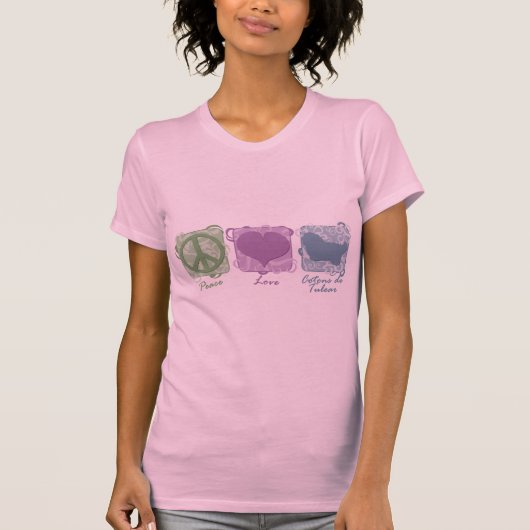 Pastel Peace, Love en Cotons de Tulear T-shirt (Voorkant)