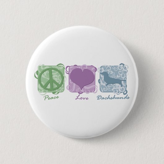 Pastel Peace, Love en Dachshunds Ronde Button 5,7 Cm (Voorkant)