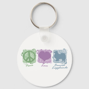 Pastel Peace, Love en Fins Lapphunds Sleutelhanger