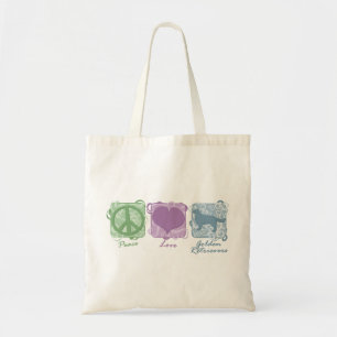 Pastel Peace, Love en Golden Retrievers Tote Bag