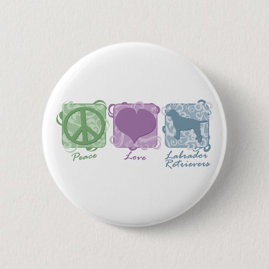 Pastel Peace, Love en Labrador Retrievers Ronde Button 5,7 Cm (Voorkant)