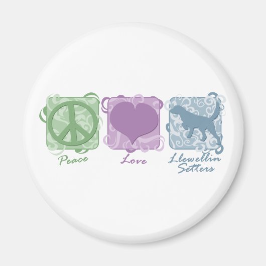 Pastel Peace, Love en Llewellin Setters Magneet (Voorkant)