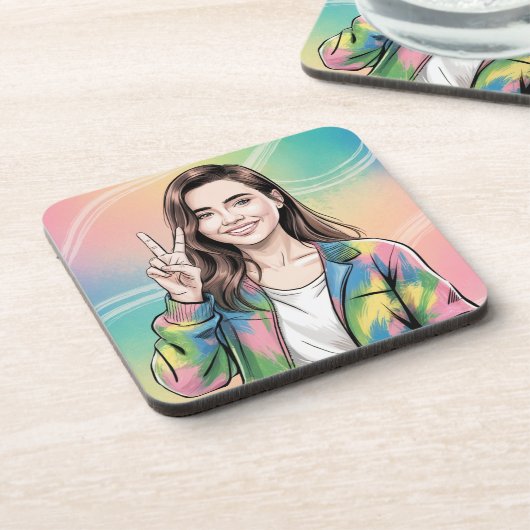 Pastel Peace Love Onderzetter Set (Linkerzijde)