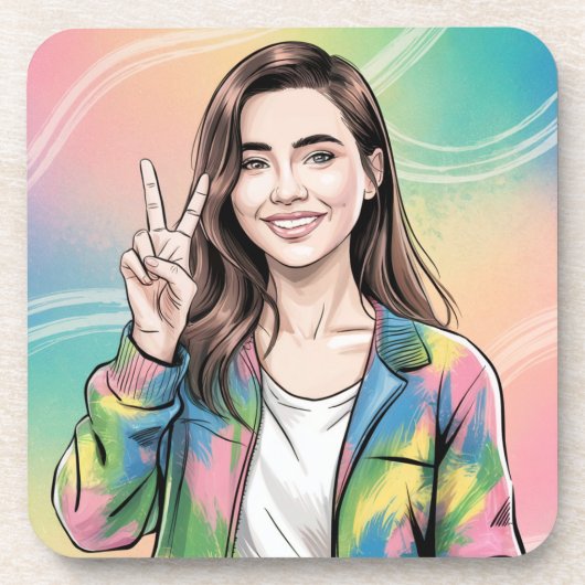 Pastel Peace Love Onderzetter Set (Voorkant)