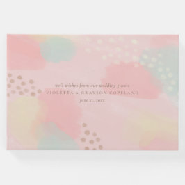 Pastel Peach Abstract Art Weddenschap Gastenboek