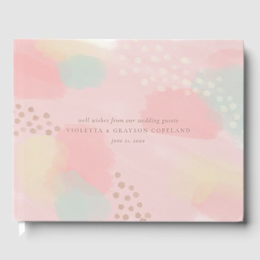 Pastel Peach Abstract Art Weddenschap Gastenboek (Voorkant)
