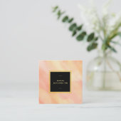 *~* Pastel Peach Abstracte penseelstreken Girly Vierkante Visitekaartje (Staand voorkant)