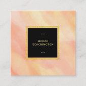 *~* Pastel Peach Abstracte penseelstreken Girly Vierkante Visitekaartje (Voorkant)