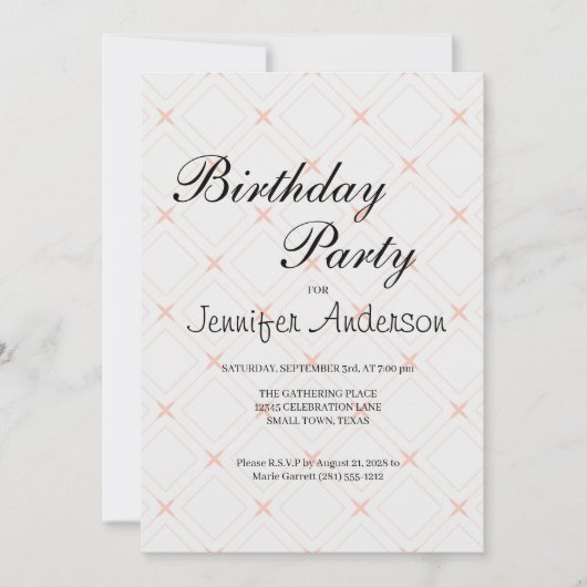 Pastel Peach and Cream Geometric Invitation (Voorkant)
