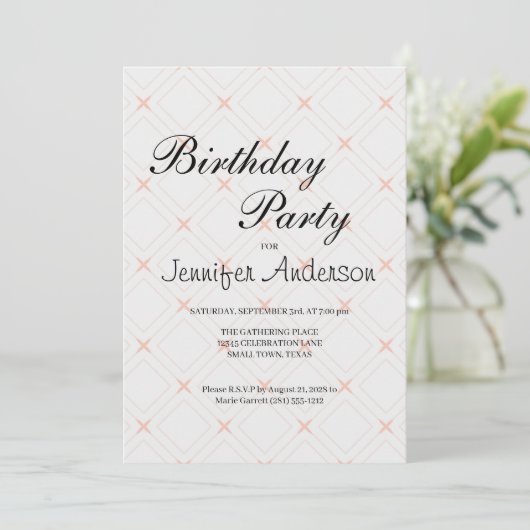 Pastel Peach and Cream Geometric Invitation (Staand voorkant)