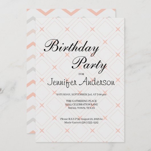 Pastel Peach and Cream Geometric Invitation (Voorkant / Achterkant)