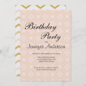Pastel Peach and Gold Geometric Invitation (Voorkant / Achterkant)