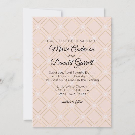 Pastel Peach and Gold Geometric Weddenation Feestdagenkaart (Voorkant)