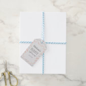 Pastel Peach and Grey Zig Zag Cadeaulabel (Met Touw)
