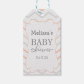 Pastel Peach and Grey Zig Zag Cadeaulabel (Voorkant)