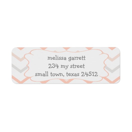 Pastel Peach and Grey Zig Zag Etiket (Voorkant)