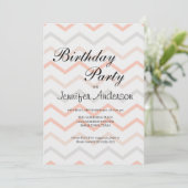Pastel Peach and Grey Zig Zag Invitation (Staand voorkant)