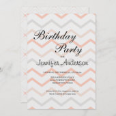 Pastel Peach and Grey Zig Zag Invitation (Voorkant / Achterkant)