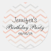 Pastel Peach and Grey Zig Zag Ronde Sticker (Voorkant)