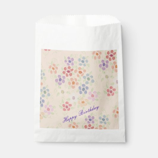 Pastel Peach and Pink Flowered Bedankzakje (Voorkant)