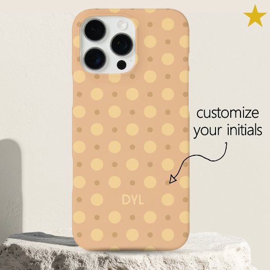 Pastel Peach Dots Pattern Custom Name Initials Case-Mate iPhone Case