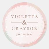 Pastel Peach droy Abstract Art Wedding Ronde Sticker (Voorkant)
