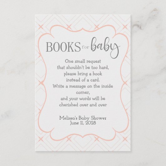 Pastel Peach en Cream Geometric Boeken voor Baby Informatiekaartje (Voorkant)