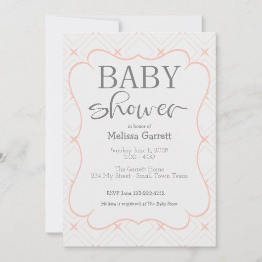 Pastel-peach en Cream Geometric Shower-uitnodiging (Voorkant)