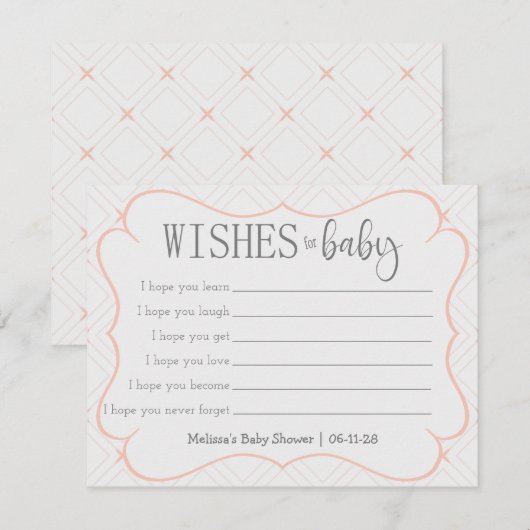 Pastel Peach en Cream Geometric Wishes for Baby (Voorkant / Achterkant)