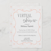 Pastel-peach en Cream Virtual Shower-uitnodiging (Voorkant / Achterkant)