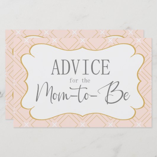 Pastel Peach en Gold Geometric Advice Kaart (Voorkant / Achterkant)