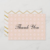 Pastel Peach en Gold Geometric Bedankkaart (Voorkant / Achterkant)