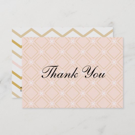 Pastel Peach en Gold Geometric Bedankkaart (Voorkant / Achterkant)