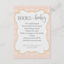 Pastel Peach en Gold Geometric Books voor Baby Informatiekaartje