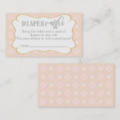 Pastel Peach en Gold Geometric Diaper Raffle Informatiekaartje (Voorkant / Achterkant)