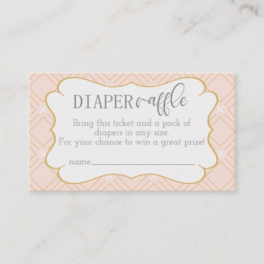 Pastel Peach en Gold Geometric Diaper Raffle Informatiekaartje (Voorkant)