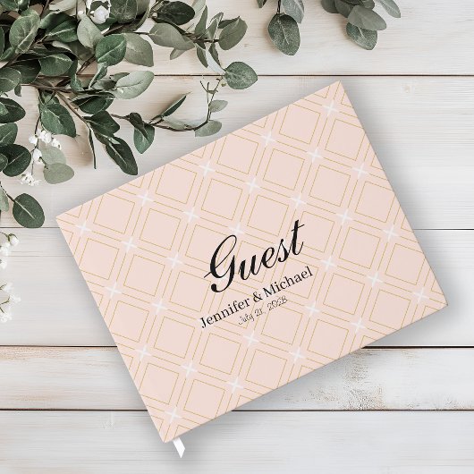 Pastel Peach en Gold Geometric Gastenboek