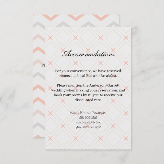 Pastel Peach en Gold Geometric Informatiekaartje (Voorkant / Achterkant)