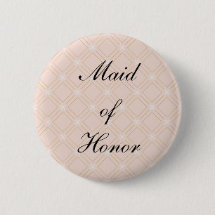 Pastel Peach en Gold Geometric Made of Honor Ronde Button 5,7 Cm