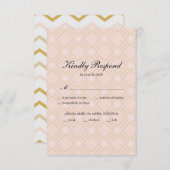 Pastel Peach en Gold Geometric RSVP Kaartje (Voorkant / Achterkant)