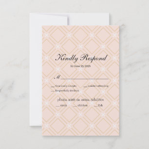 Pastel Peach en Gold Geometric RSVP Kaartje